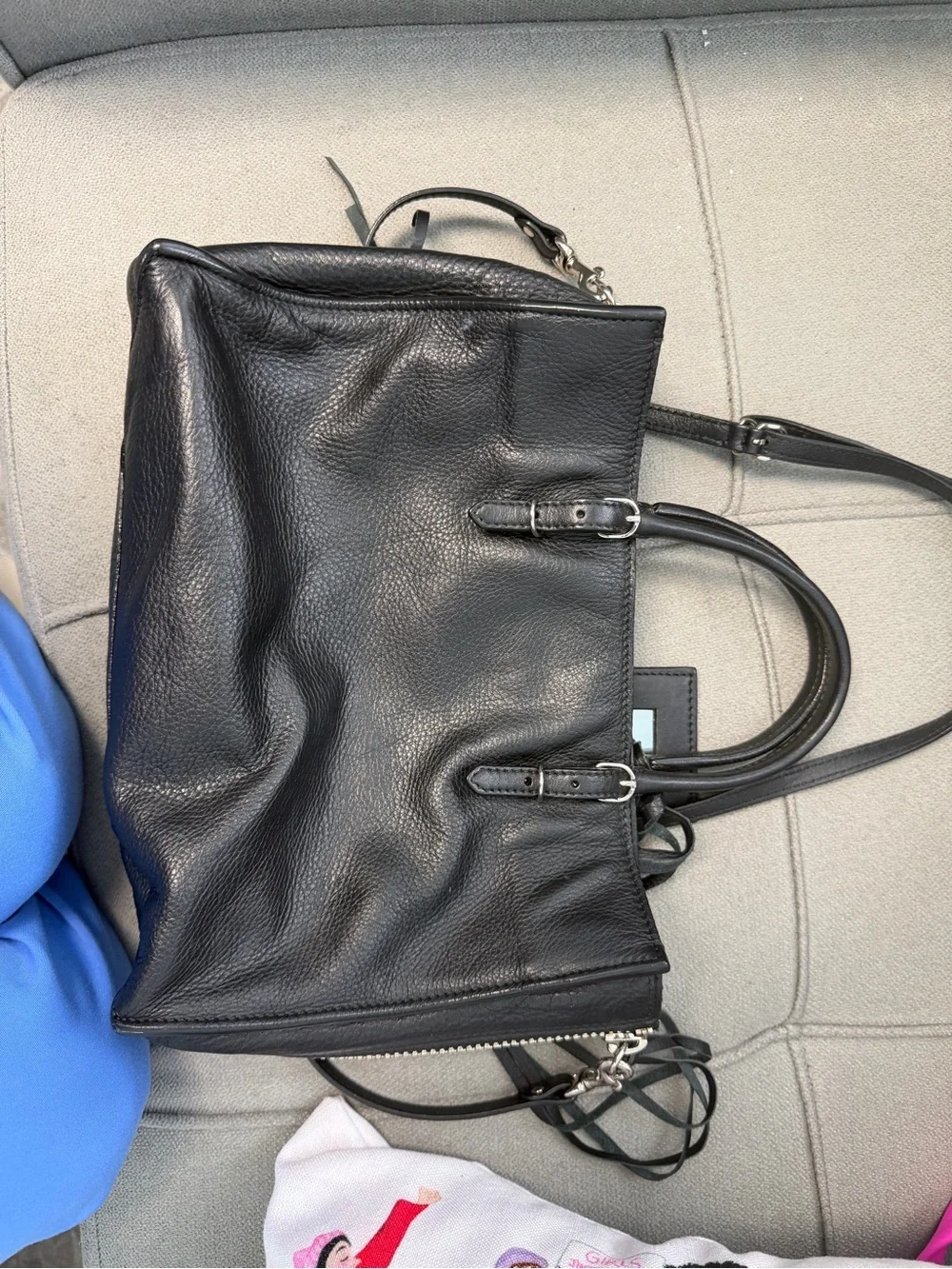 Balenciaga Black Leather Double-Handle Shoulder Bag